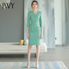 IWY/绿色西装连衣裙五分袖高端气质名媛女神范高级感职业装裙西服Q750 商品缩略图0