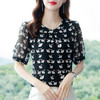 MZ803592  夏季设计感小众休闲宽松百搭减龄白天鹅印花蕾丝拼接2022新款上衣 商品缩略图0