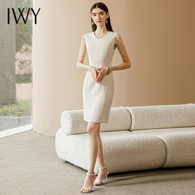 IWY/杏色夏季时尚职业装无袖背心西装连衣裙女OL气质收腰内搭裙子Q741