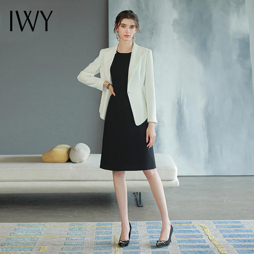 IWY/白色西装套装女高端职业装无袖内搭连衣裙时尚总裁裁商务正装C1576+Q753 商品图2
