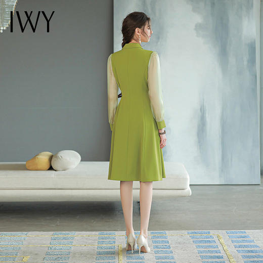 IWY/香草绿色西装连衣裙女长袖时尚气质收腰显瘦裙子Q729a字裙大摆裙 商品图3