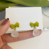 JU-A3198韩国小清新绿色蝴蝶结耳钉仙气花朵耳环甜酷风耳饰新款夏款耳环女 商品缩略图5