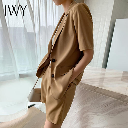 IWY/西装套装女短袖卡其设计感薄款西服短袖时尚女装套装ACP62 商品图3