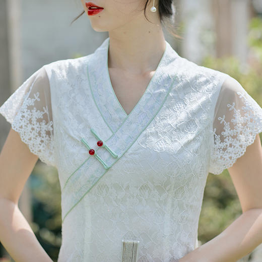 个性小众，优雅新款A版花瓣蕾丝短袖汉服风少女旗袍BS-2653 商品图4