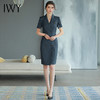 IWY/气质干练短袖西装连衣裙女藏青色高端职业装显瘦售楼部工作服Q745 商品缩略图0