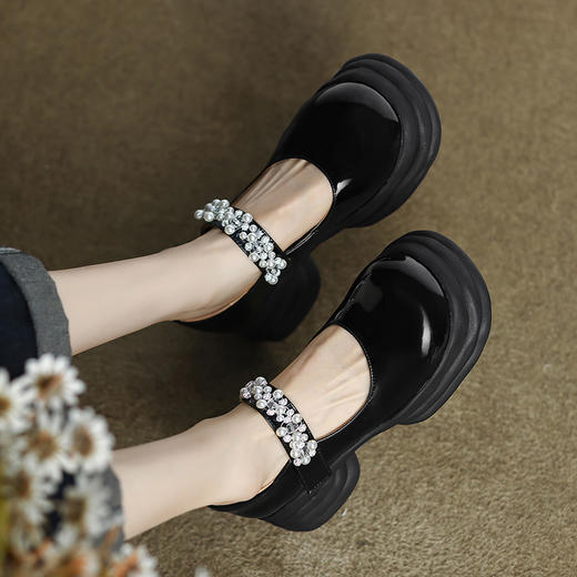 减龄百搭，里外全皮玛丽珍水钻珍珠鞋MK-1128 商品图8