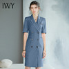 IWY/高端白领职业连衣裙女蓝色短袖款双排扣西装裙设计款通勤女装Q745 商品缩略图1
