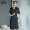 IWY/气质干练短袖西装连衣裙女藏青色高端职业装显瘦售楼部工作服Q745 商品缩略图4