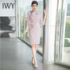 IWY/粉紫色职业连衣裙高级感女假两件工作服职业装高端前台工装裙Q747 商品缩略图2
