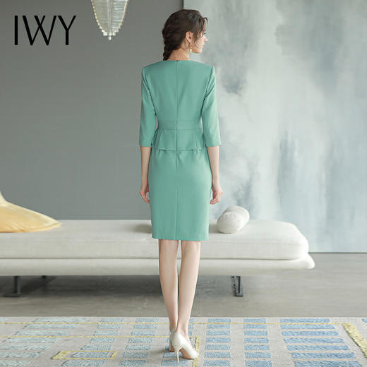 IWY/绿色西装连衣裙五分袖高端气质名媛女神范高级感职业装裙西服Q750 商品图3