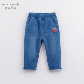 【打折】马克珍妮秋装 女童印花仿针织牛仔裤 儿童裤子221671