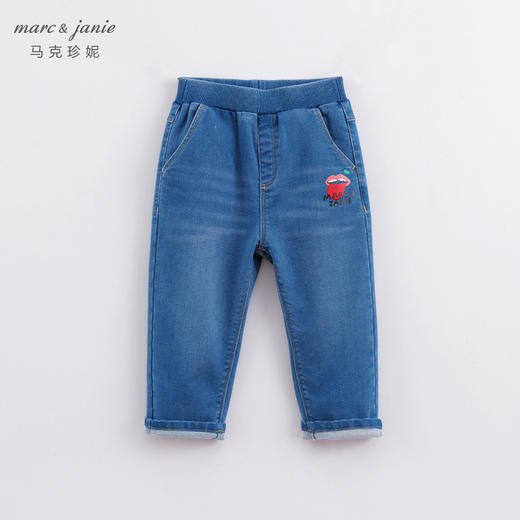 【打折】马克珍妮秋装 女童印花仿针织牛仔裤 儿童裤子221671 商品图0