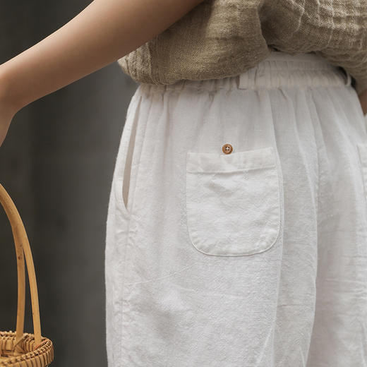 亚麻洗水文艺，萝卜裤显瘦九分裤HS21818 商品图3