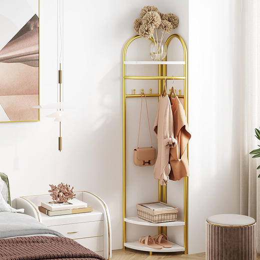 【主播推荐】网红衣帽架落地简约意式收纳架房间墙角挂衣架家用简易转角衣帽架 商品图1