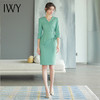 IWY/绿色西装连衣裙五分袖高端气质名媛女神范高级感职业装裙西服Q750 商品缩略图4