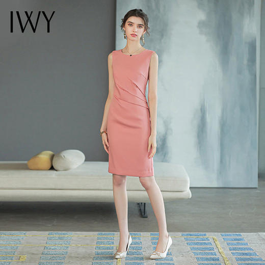 IWY/粉色职业连衣裙女背心西装裙四季高端质感无袖西装内搭裙子Q754 商品图2