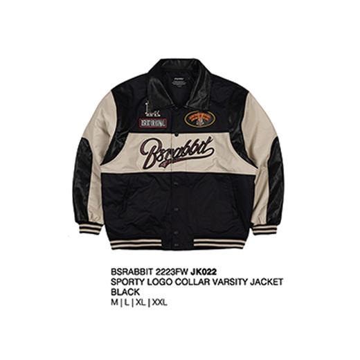 BSRABBIT 22-23FWJK022 JK023 JK026 新款雪服  SPORTY LOGO COLLAR VARSITY JACKET 商品图1