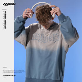 BJHG渐变设计万针刺绣哥特LOGO造型卫衣