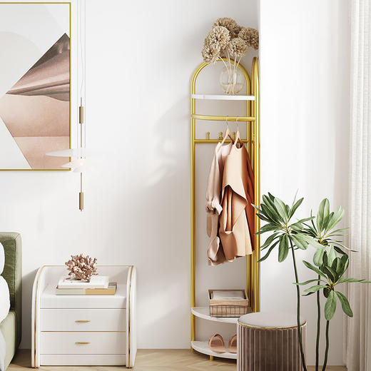 【主播推荐】网红衣帽架落地简约意式收纳架房间墙角挂衣架家用简易转角衣帽架 商品图5