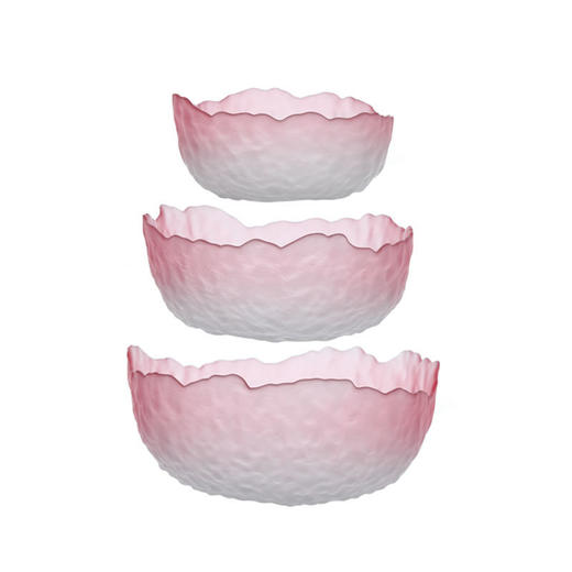 清爽夏日不规则玻璃锤纹沙拉碗套装莲雾粉渐变色网红家用水果盘 商品图8