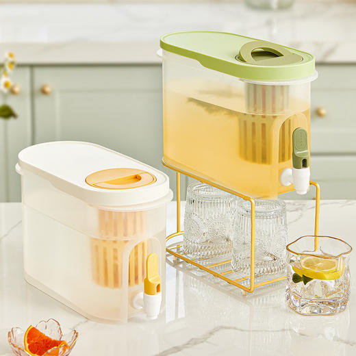 【3.9L冷水壶带水龙头】家用饭店大号蓄水桶凉水壶 夏季自制花果茶耐高温冰箱冷藏水桶 商品图0