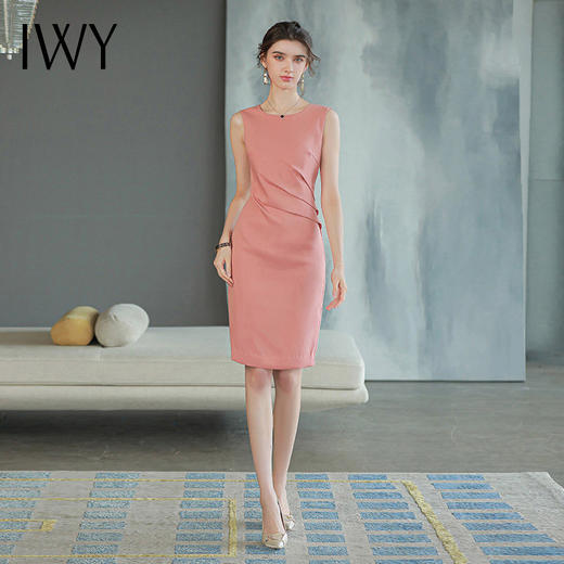 IWY/粉色职业连衣裙女背心西装裙四季高端质感无袖西装内搭裙子Q754 商品图4