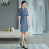 IWY/高端白领职业连衣裙女蓝色短袖款双排扣西装裙设计款通勤女装Q745 商品缩略图4