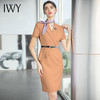 IWY/橘色工衣女高端珠宝店销售工作服假两件设计感职业连衣裙短袖Q707 商品缩略图1