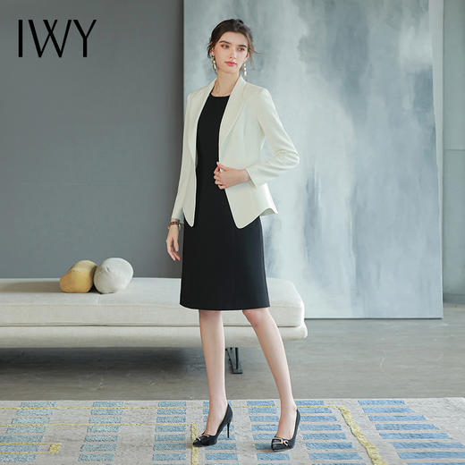 IWY/白色西装套装女高端职业装无袖内搭连衣裙时尚总裁裁商务正装C1576+Q753 商品图4