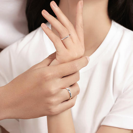 【献爱对戒】Fanci范琦银饰情侣对戒925银戒指男女轻奢小众设计素圈尾戒 商品图3