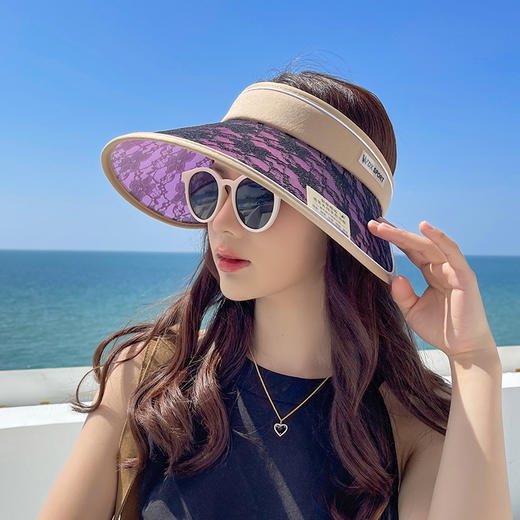 无顶变色防晒帽,夏季新款大沿户外沙滩空顶帽 商品图0