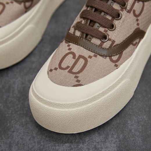 JYXY-VDC-A060新款时尚气质帆布面字母拼网猪皮内里松糕厚底绑带休闲鞋 商品图3