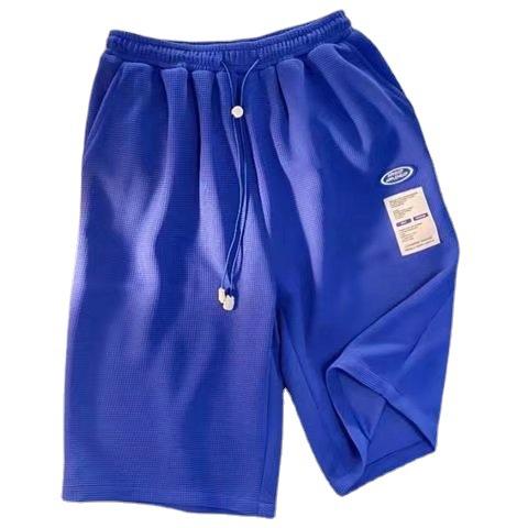 「好质感看的见！华夫格」华夫格短裤 男港风潮流五分裤宽松直筒休闲裤克莱因蓝裤子 商品图4