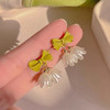 JU-A3198韩国小清新绿色蝴蝶结耳钉仙气花朵耳环甜酷风耳饰新款夏款耳环女 商品缩略图4