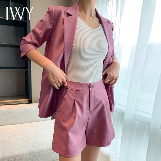 IWY/西装套装女短袖粉紫色设计感薄款西服短袖时尚女套装ACP63 商品图2