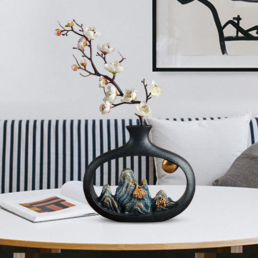 【万里江山】新中式禅意花瓶摆件创意客厅干花插花花器电视柜办公室简约装饰品 商品图4