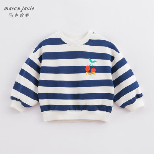 马克珍妮春装新款 男女童条纹印花拉绒卫衣 儿童上衣221155 商品图3