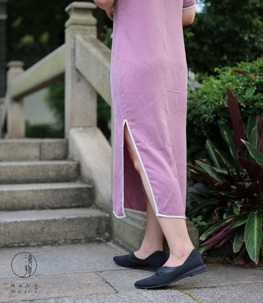 铜氨丝「雌-霓」包边四分连袖旗袍 商品图6