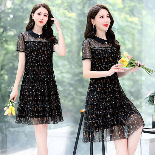 收腰显瘦，新款高级感印花优雅气质宽松时尚连衣裙HR-WAY543 商品图3