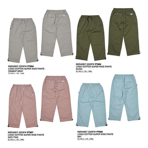 BSRABBIT 22-23FWPT004 PT005 PT007 PT008 新款雪裤 LOGO COTTON SUPER WIDE PANTS 商品图0
