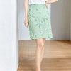 气质通勤，蕾丝绿色不规则a字时尚印花半身裙YZ-337 商品缩略图1