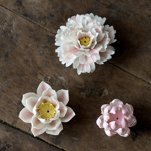 艺术陶瓷莲花香插禅意香薰炉家用沉香香盘手工荷花线香香炉摆件熏香炉 商品图3