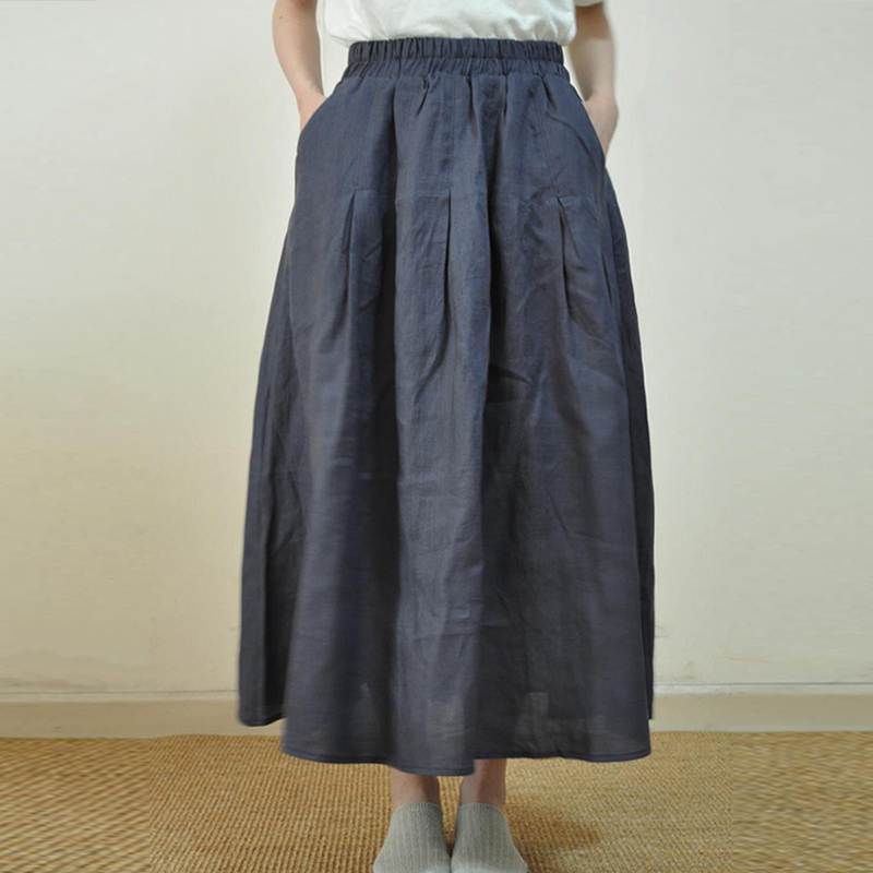 麻+大麻半身裙  文艺百搭A字