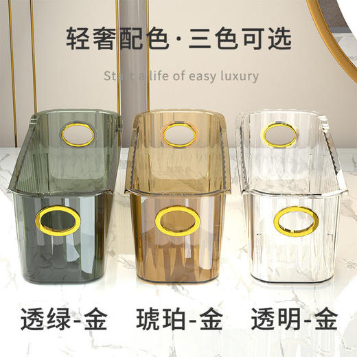 轻奢桌面收纳盒PET透明化妆品厨房浴室卫生间客厅茶几杂物储物筐 商品图5