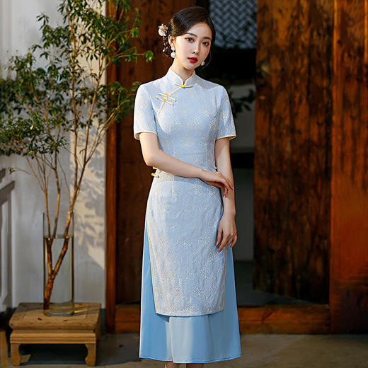 新款民国风，短袖改良春夏款长款复古旗袍GSJ-8500 商品图0