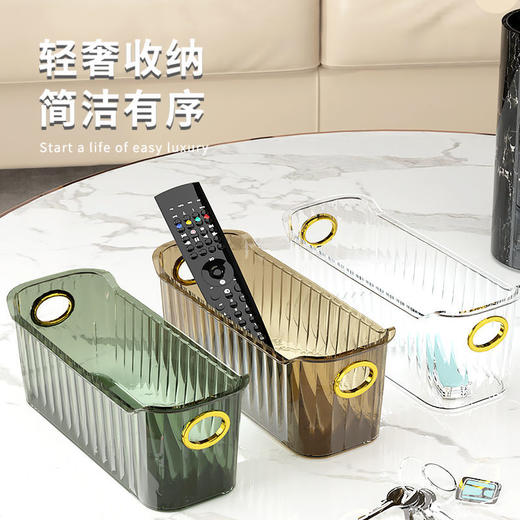 轻奢桌面收纳盒PET透明化妆品厨房浴室卫生间客厅茶几杂物储物筐 商品图1