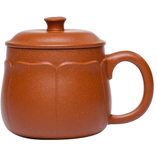 宜兴智慧紫砂静莲高端纯手工朱泥紫砂盖杯350cc 商品图0