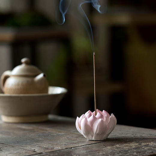 艺术陶瓷莲花香插禅意香薰炉家用沉香香盘手工荷花线香香炉摆件熏香炉 商品图2