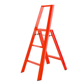 日本长谷川家用双扶手三层梯子 红