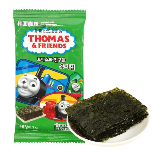 韩国进口 托马斯 小火车海苔葡萄籽油橄榄油海苔即食紫菜小吃零食 商品图3